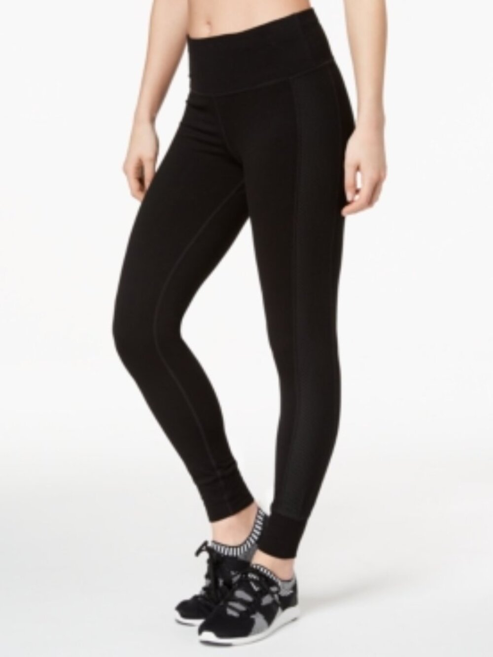 Ideology Womens Activewear Mesh Trimmed Yoga Leggings
